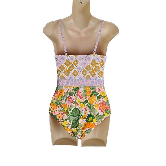 Alja Horvat Anthropologie Swimsuit XS Colorful‎ Mixed Media Floral One-Piece - Picture 3 of 6